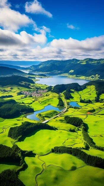 Lagoa do canário sete cidades vista aérea paisagem natural em São