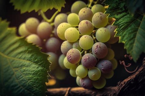 Uvas para vinho verdes em uma ilustração de galho generative ai Foto