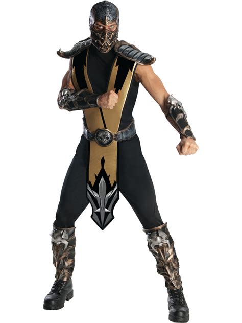 Mens Large Mortal Kombat Scorpion Ninja Assassin Fighter Costume