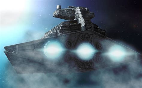 Gray And Blue Spaceship Illustration Star Wars Star Destroyer