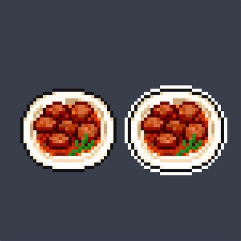 Carne Rendang En Estilo Pixel Art Vector Premium