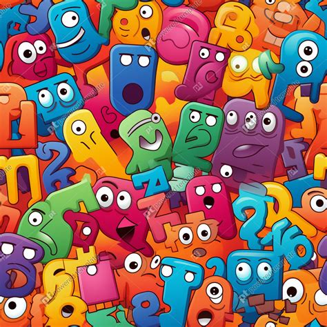 Illustration Playful Cartoon Numbers with Colorful Faces | AI Image ...