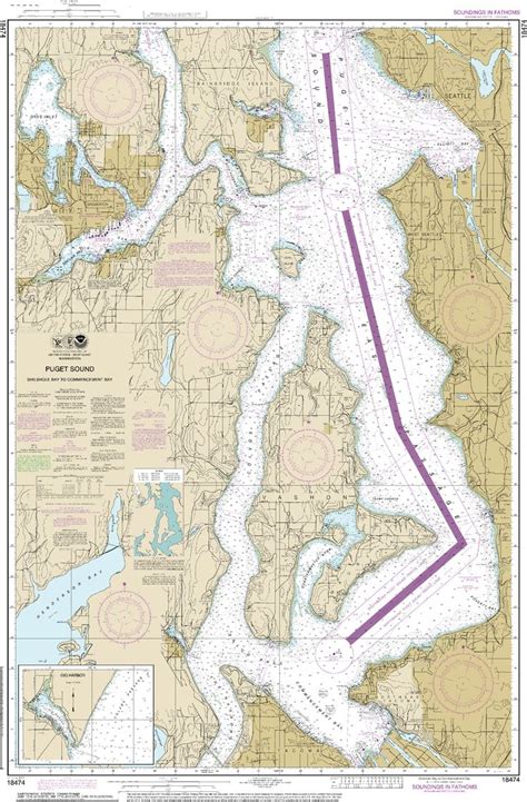 Noaa Nautical Chart 18474 Puget Sound Shilshole Bay To Commencement B