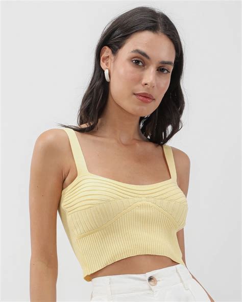 Sua Aposta Certa Para O Ver O A Regata Cropped Tricot Canelado Amarelo