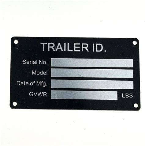 Blank Trailer VIN ID Plate Data TAG Serial Model Number Identification