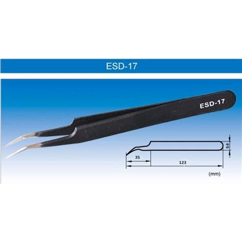 Пинцет для SMD компонентов изогнутый ESD-17 / Купить в RoboShop
