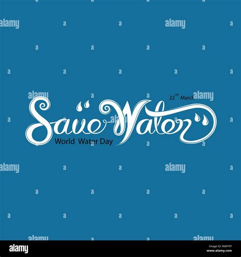 Blue Save Water Typographical Design Elements World Water Day Icon