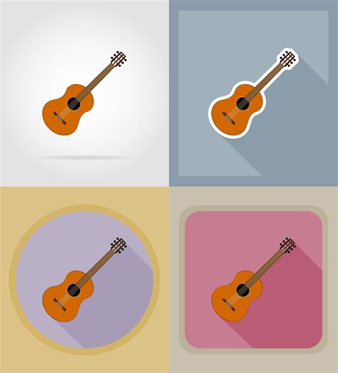 Acoustic Guitar Flat Icons Vector Illustration 511156 Vector Art At