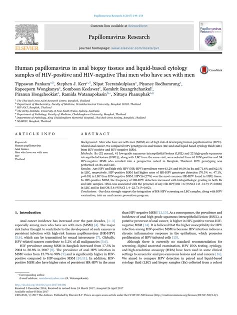 PDF Human Papillomavirus In Anal Biopsy Tissues And Liquid Based Cytology Samples Of HIV