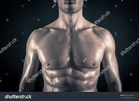 Naked Man Torso Against Black Background Nh C S N Shutterstock