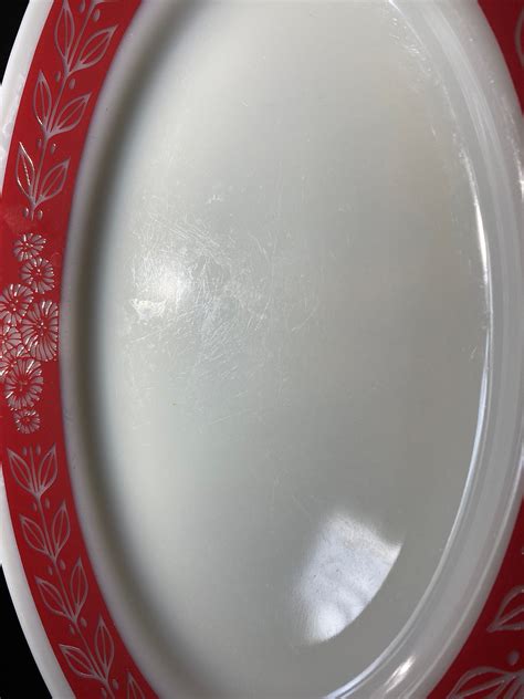 PYREX Set Of 4 Red Laurel Leaf Oval Plate Platter Vintage Etsy