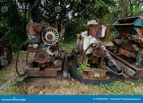 Close Up Of Old Machine Factory Made Of Steel And Used In The Past