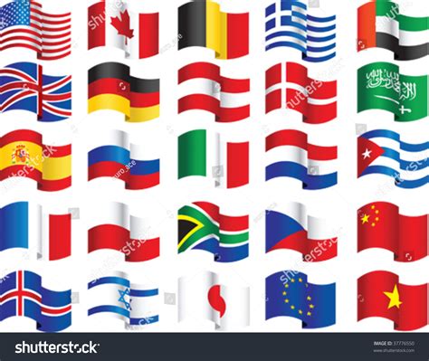 Set Of World Flags All Elements And Textures Are Individual Objects