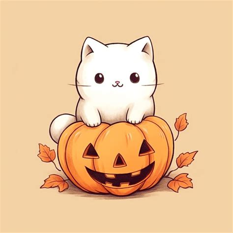 Lindo Fantasma De Gato De Halloween Estilo De Dibujos Animados Foto