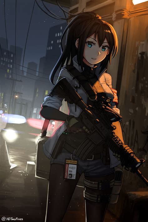 Black Anime Girl With Gun