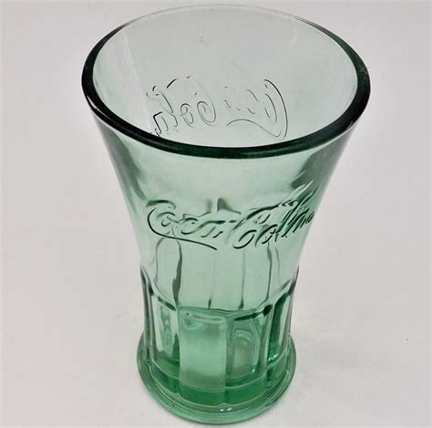 Libbey Coke Heavy Flared Panel Tumbler Green Coca Cola Glass Vintage Glasses