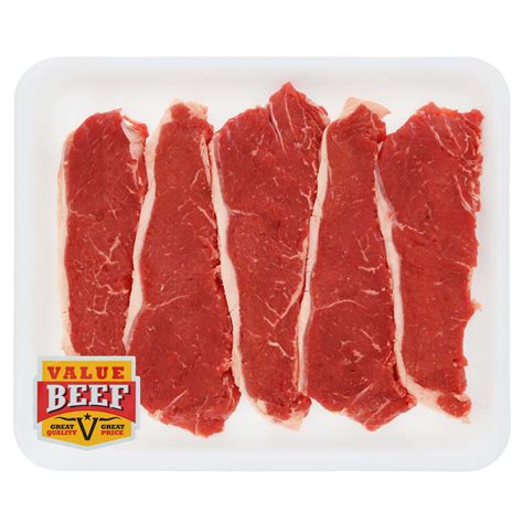 H E B Beef Loin New York Strip Steak Thin Boneless Value Pack Value