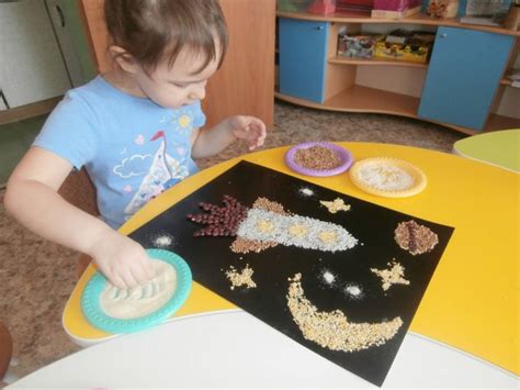 Аппликация «Ракета из круп» (8 фото). Воспитателям детских садов ...