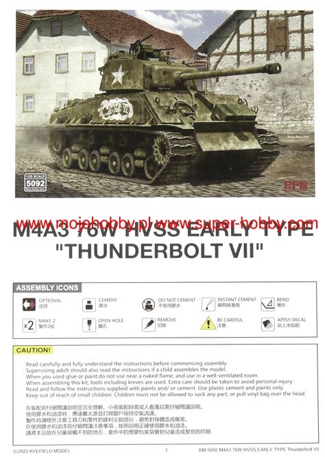 M4A3 76W HVSS Early Type Thunderbolt VII Rye Field Model RM 5092