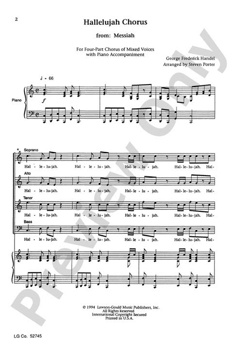 Hallelujah Chorus Key Of C Satb Choral Octavo George Frideric Handel Digital Sheet Music