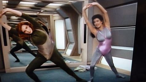 Deanna Troi And Beverly Crusher Exercising In Tights The Price Star Trek Tng A Photo On Flickriver