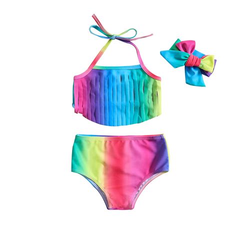 PEASKJP Baby Swimsuit Girl Two Piece Girls 2 Pcs Set Floral Print Bikini Swimsuit With