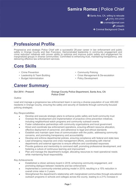 Police Chief resume example + guide [Land top jobs]