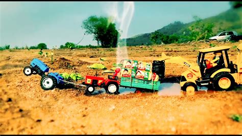 Parle G Biscuits Heavy Loaded Eicher Tractor Stuck In Deep Mud