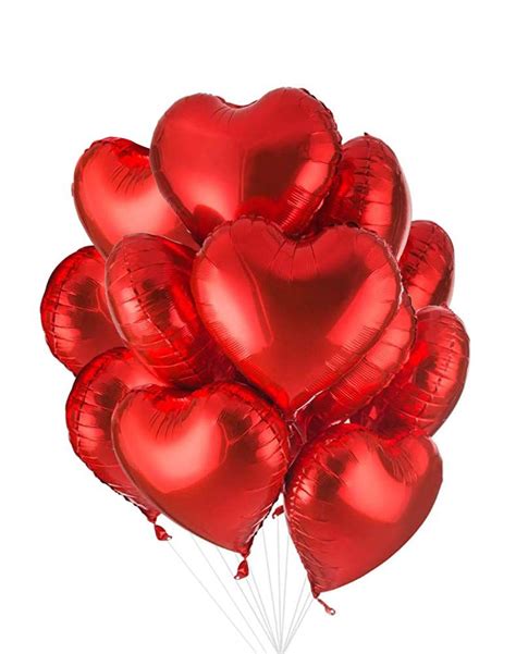 Annodeel 20 Pcs 18inch Red Heart Balloons Heart Shaped Balloons Foil