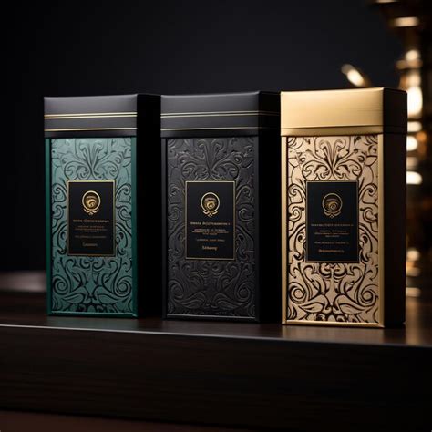 Premium Ai Image Three Boxes Of Different Flavors Of Black And Gold