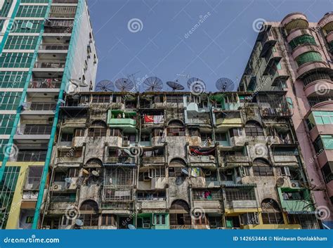 Old Apartments In Yangon Myanmar Editorial Stock Image Image Of