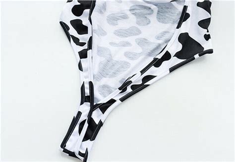 Women Mini Cow Bodysuits Lace Up Sleepwear Sexy One Piece Lingerie Anime Cosplay EBay