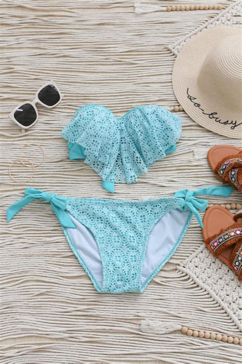 CROCHET SWEETHEART BIKINI SET IN TURQUOISE ShopperBoard