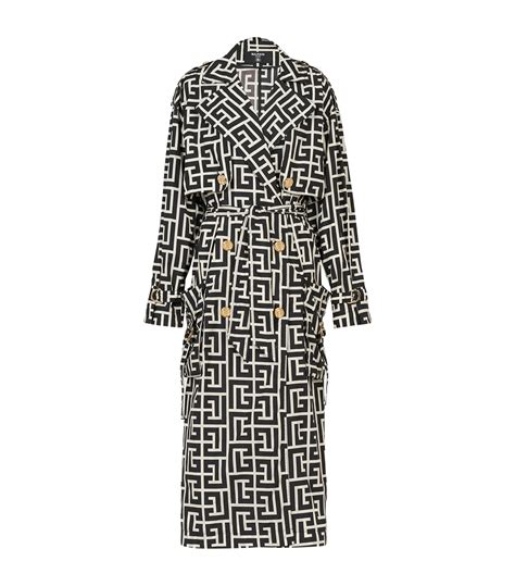 Womens Balmain Black Monogram Print Trench Coat Harrods Uk