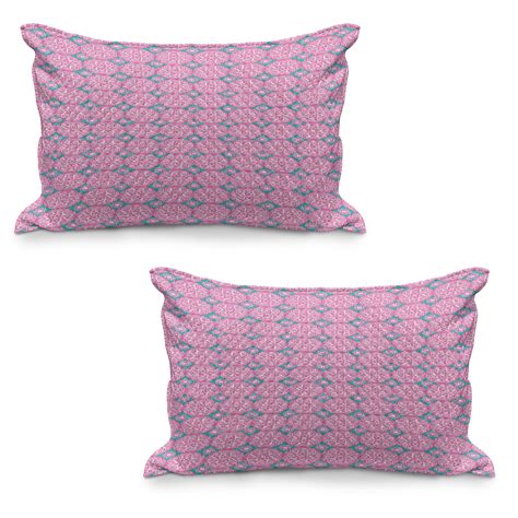 Abstract Quilted Pillowcover Set Of Oriental Pattern Of Round Motifs