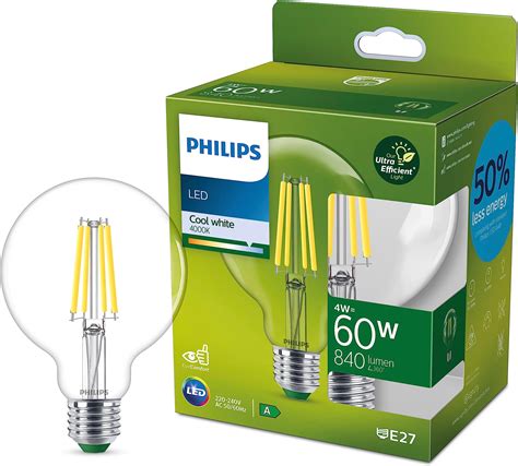 Philips Ampoule Led Ultra Efficient Classe A W Format Globe Culot