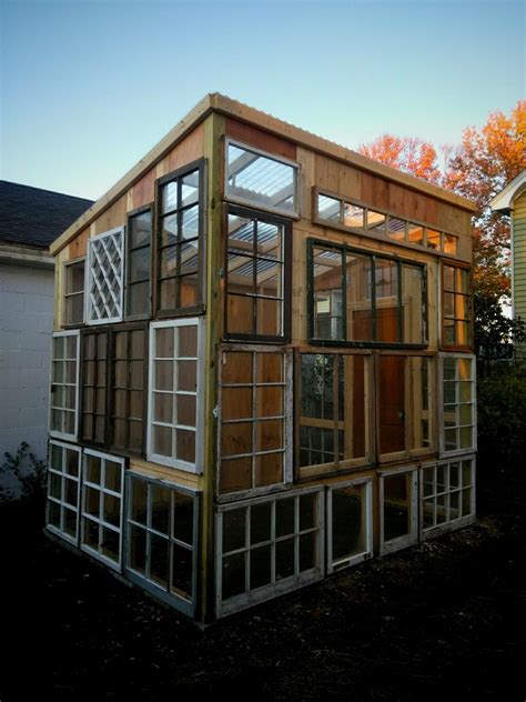 Greenhouse we made from Vintage Windows | Garden shed interiors ...