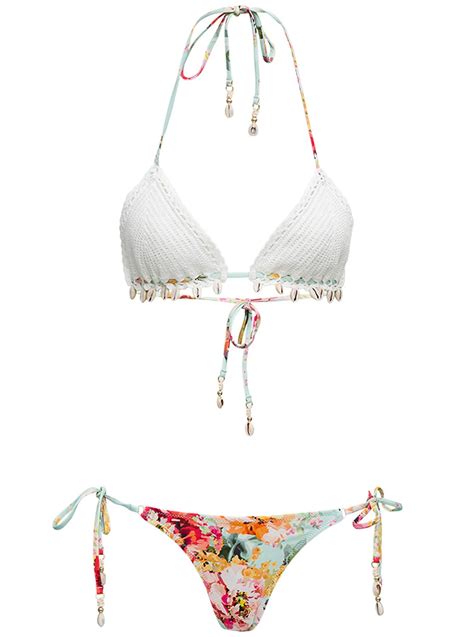 Zimmermann Mae Crochet Bikini With Shells Detail Multicolor