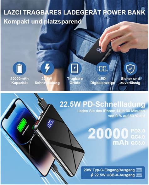 Lazci Power Bank W Powerbank Mah Usb C In Out Kaufen Auf