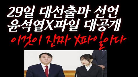 이것이 윤석열 X파일 29일 대선 출마선언 윤석열 진짜 X파일 대공개 Youtube