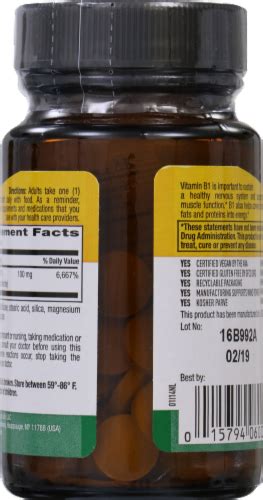 Country Life Vitamin B1 Tablets 100mg 100 Count 100 Ct Kroger