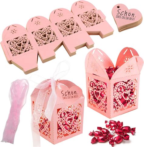 Boite Bonbons Mariage Boite Dragees Bapteme Boîte à Dragées 50 PCS Rose