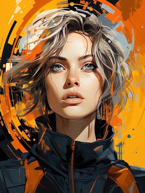 Dessin Hyperr Aliste D Une Belle Jeune Femme Blonde Aux Cheveux Courts Et Au Regard Sensuel