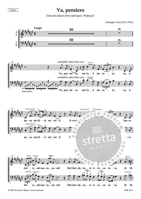 Va Pensiero Chorpartitur Von Giuseppe Verdi Im Stretta Noten Shop