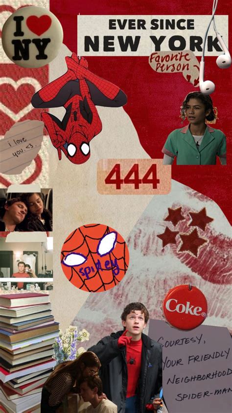 Red Vintage Love Collage Aesthetic Moodboard Spiderman Mood