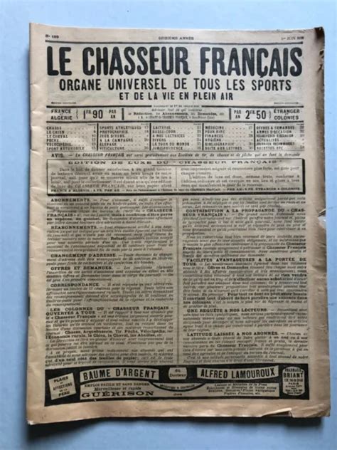 REVUE LE CHASSEUR Français N169 organe universel de tous les sports