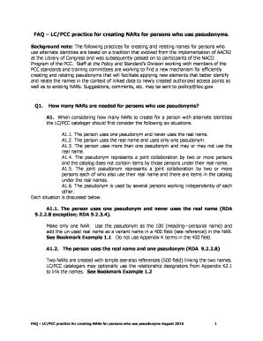 Fillable Online Loc Lc Pcc Practice For Creating Nars For Persons Who