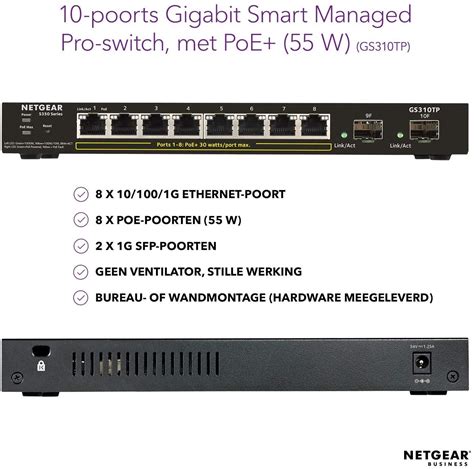 Netgear Gs Tp Port Gigabit Ethernet Smart Managed Pro Poe Switch