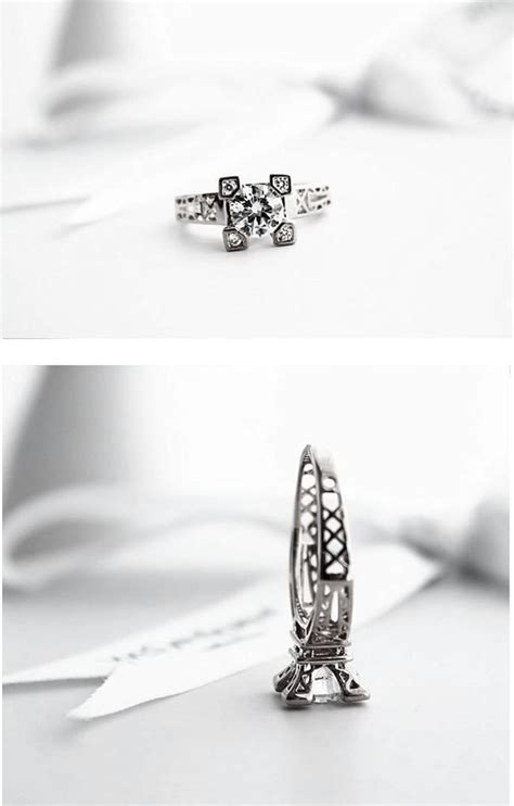 Romantic Bejewelled Diamond Eiffel Tower Ring Rebel Style Shop