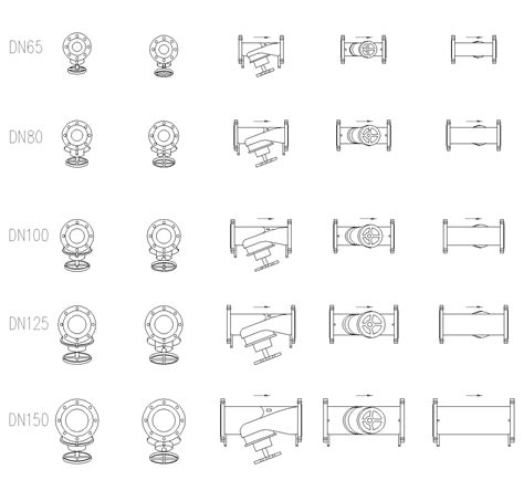 Vannes à soupape de type Y DWG Bloc CAO CAD